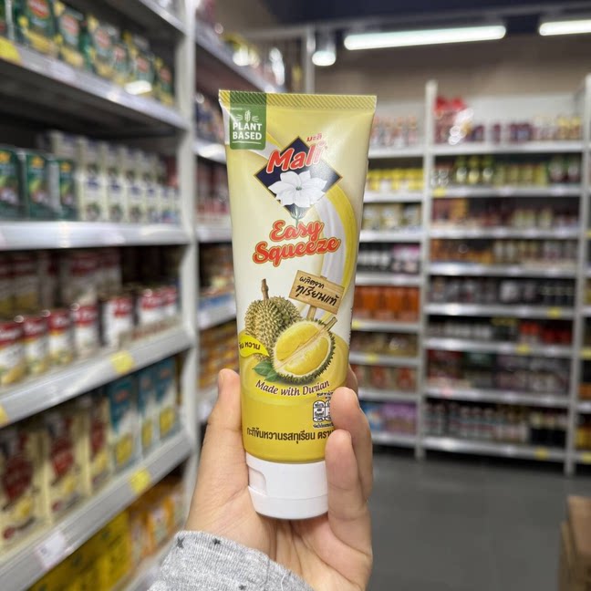 香港代购 泰国Mali茉莉榴莲味植物炼奶140g 挤压管装椰奶炼乳烘焙