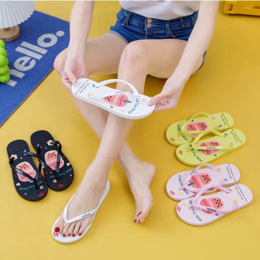 【断码福利】夏季卡通人字拖鞋女外穿时尚凉鞋平底夹趾韩版海边潮