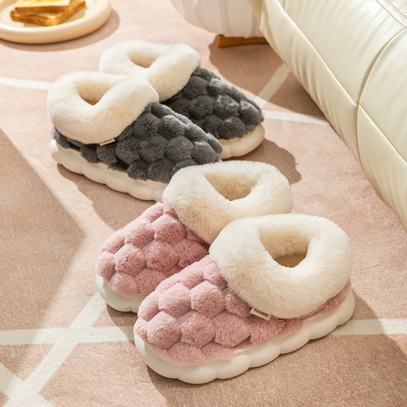 棉拖鞋女家用2025秋冬天室内保暖家居厚底情侣毛毛绒拖鞋居家冬季