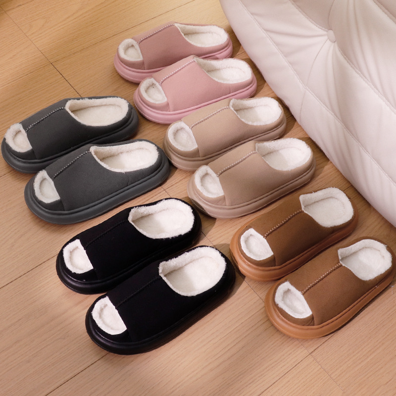 2025新款露脚趾棉拖鞋室内居家保暖加绒防滑毛绒棉拖鞋