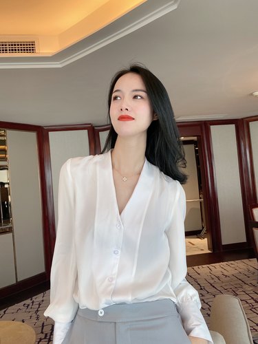 新款雪纺抗皱衬衫宽松洋气职业女