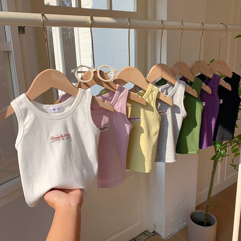 夏装女童糖果色短背心女宝宝洋气吊带衫儿童无袖上衣时髦打底T恤