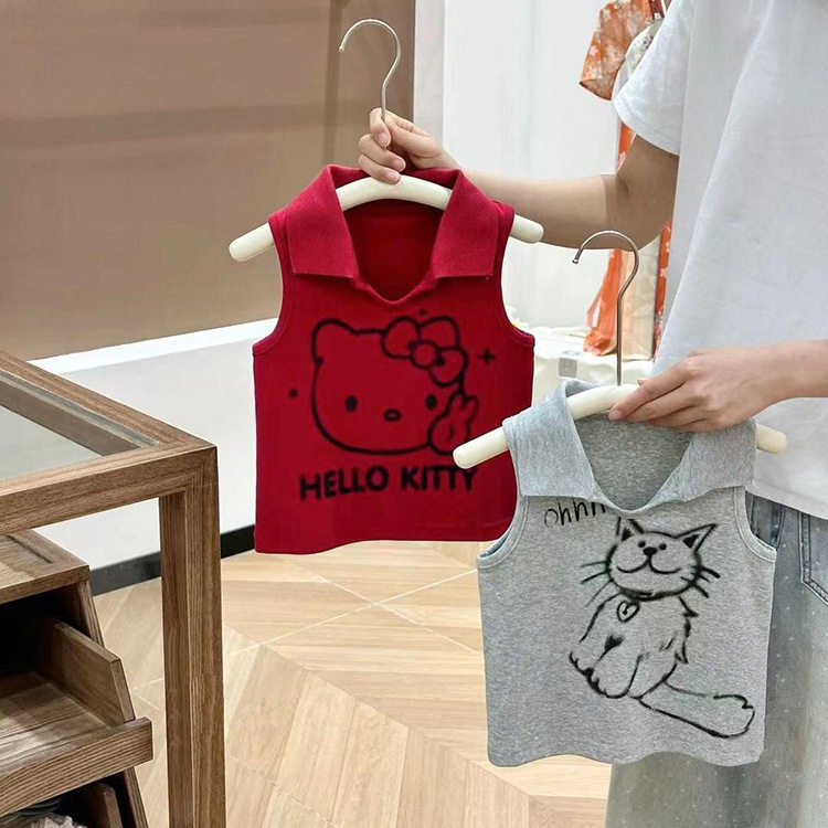 夏装女童翻领背心儿童洋气无袖上衣女宝宝时髦打底衫短T恤外穿潮,童装/婴儿装/亲子装,背心吊带,淘宝优惠券,粉丝福利购,淘宝优惠卷