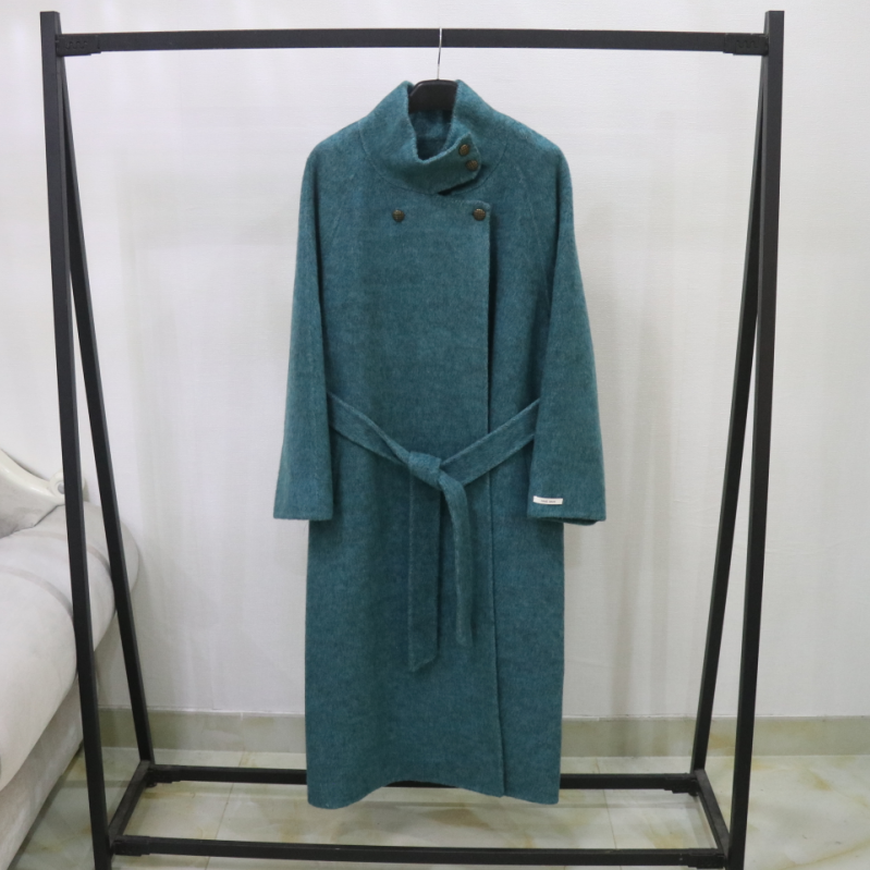 立领双面羊毛呢子大衣女