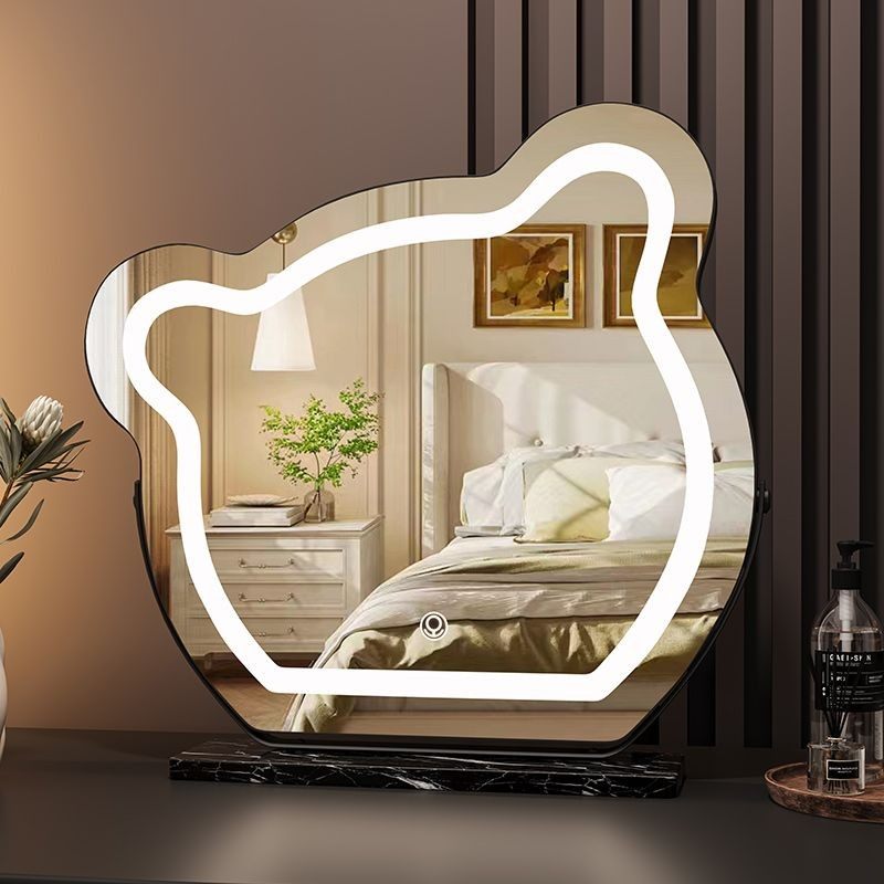 少女心化妆镜大号梳妆镜可翻转台式美妆镜学生桌面立式补光镜子