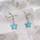 Margot手作蓝色星星耳钉蝴蝶结耳环轻奢高级感小众耳夹无耳洞女