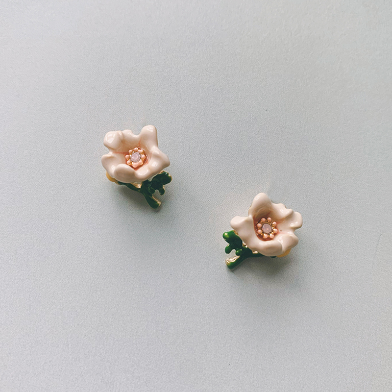 Margot手作耳环山茶花森系耳钉