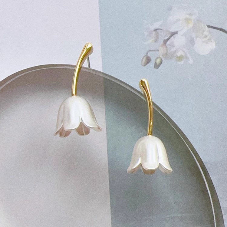 Margot手作春日甜美郁金香耳钉复古油画感耳夹小众高级感复古耳环