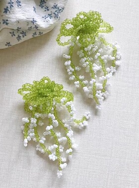 Margot手作春夏串珠适合春天的耳钉方圆脸显小流苏耳环小众耳饰品