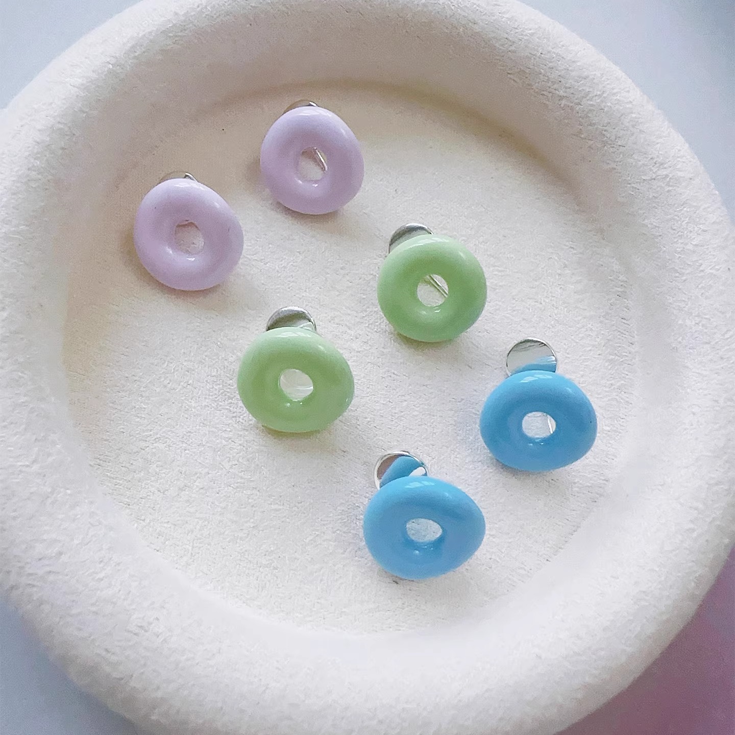 Margot手作清新甜美多巴胺圆圈耳饰简约通勤耳夹独特漂亮显白耳环