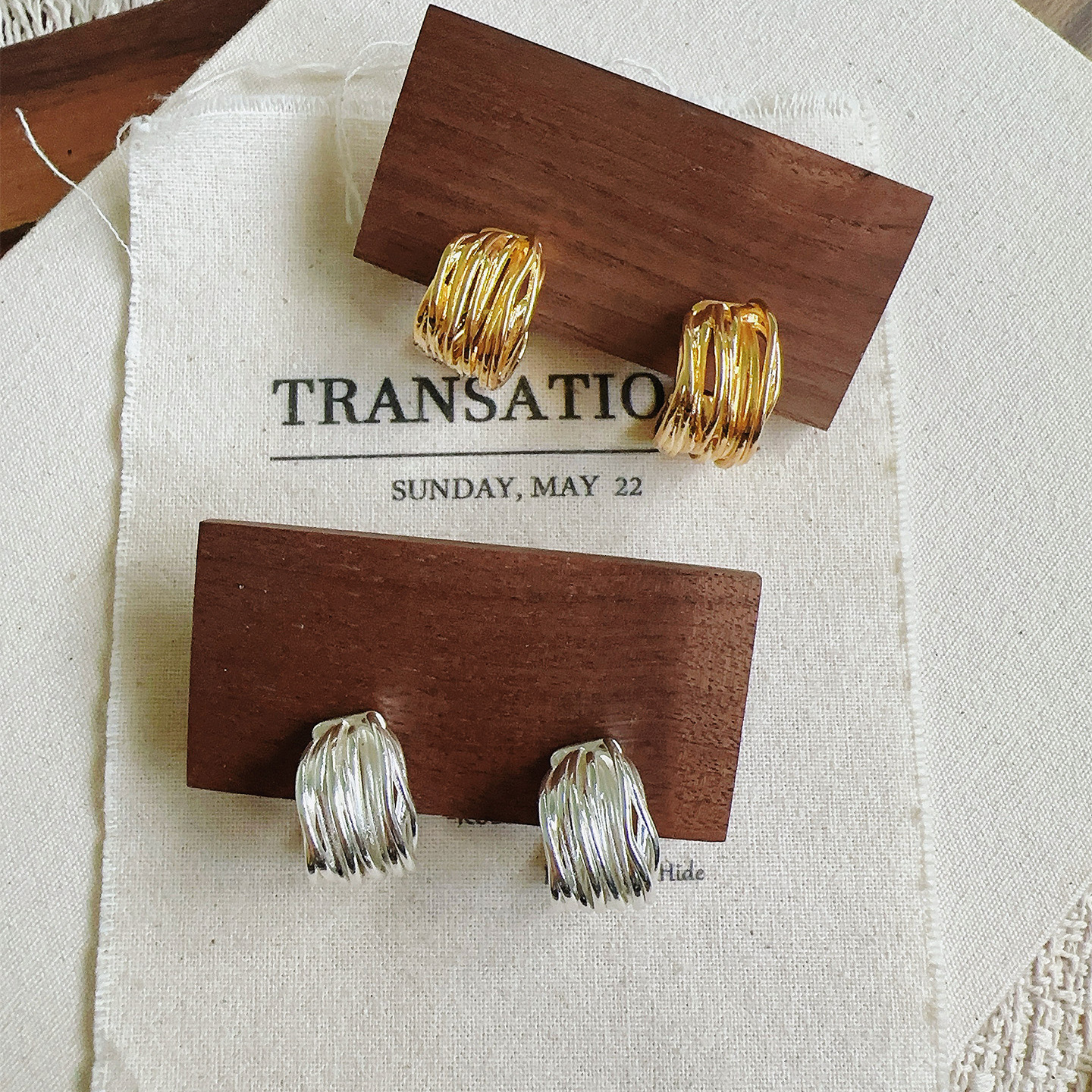 Margot手作小众设计高级感耳环气质镂空绕线耳钉复古港风圈圈耳夹