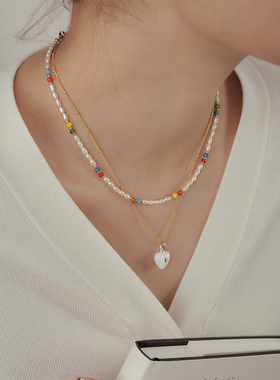 复古彩色天然淡水珍珠混搭项链