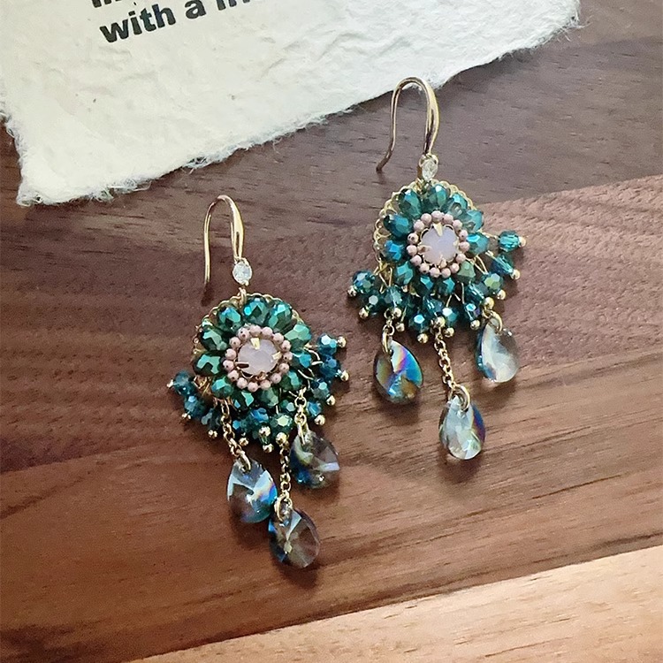 Margot手作轻奢复古民族风精致小众耳环水晶流苏耳钩高级感耳挂