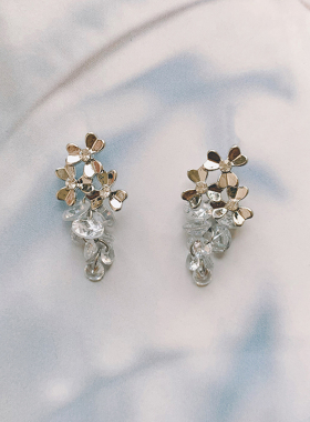 Margot手作耳环复古水晶葡萄流苏耳夹女轻奢耳钉小众高级感耳饰品