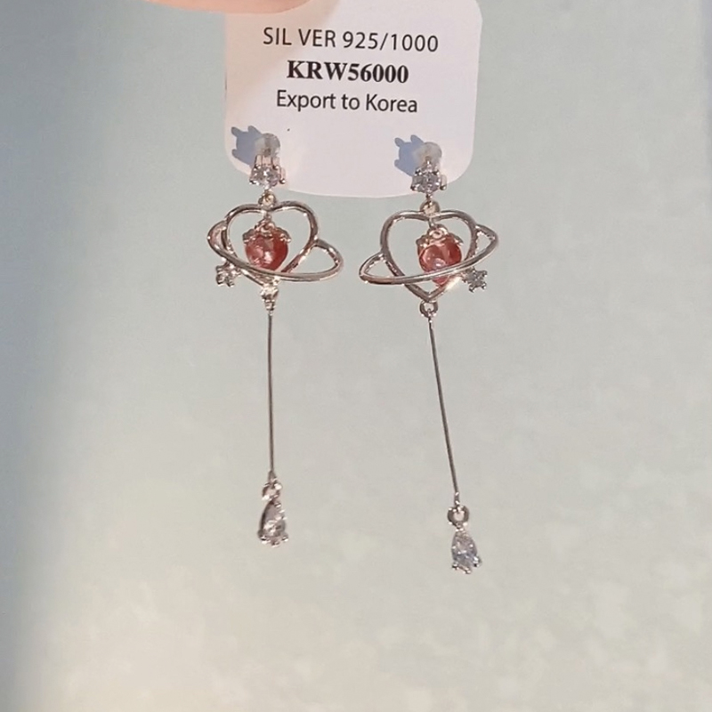 Margot手作锆石流苏耳环2024新款爆款高级耳钉蚊香盘耳夹耳饰