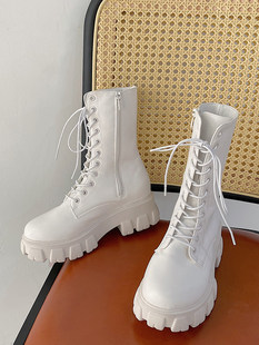 Martens, белые универсальные высокие короткие сапоги на платформе, ботинки, средней длины