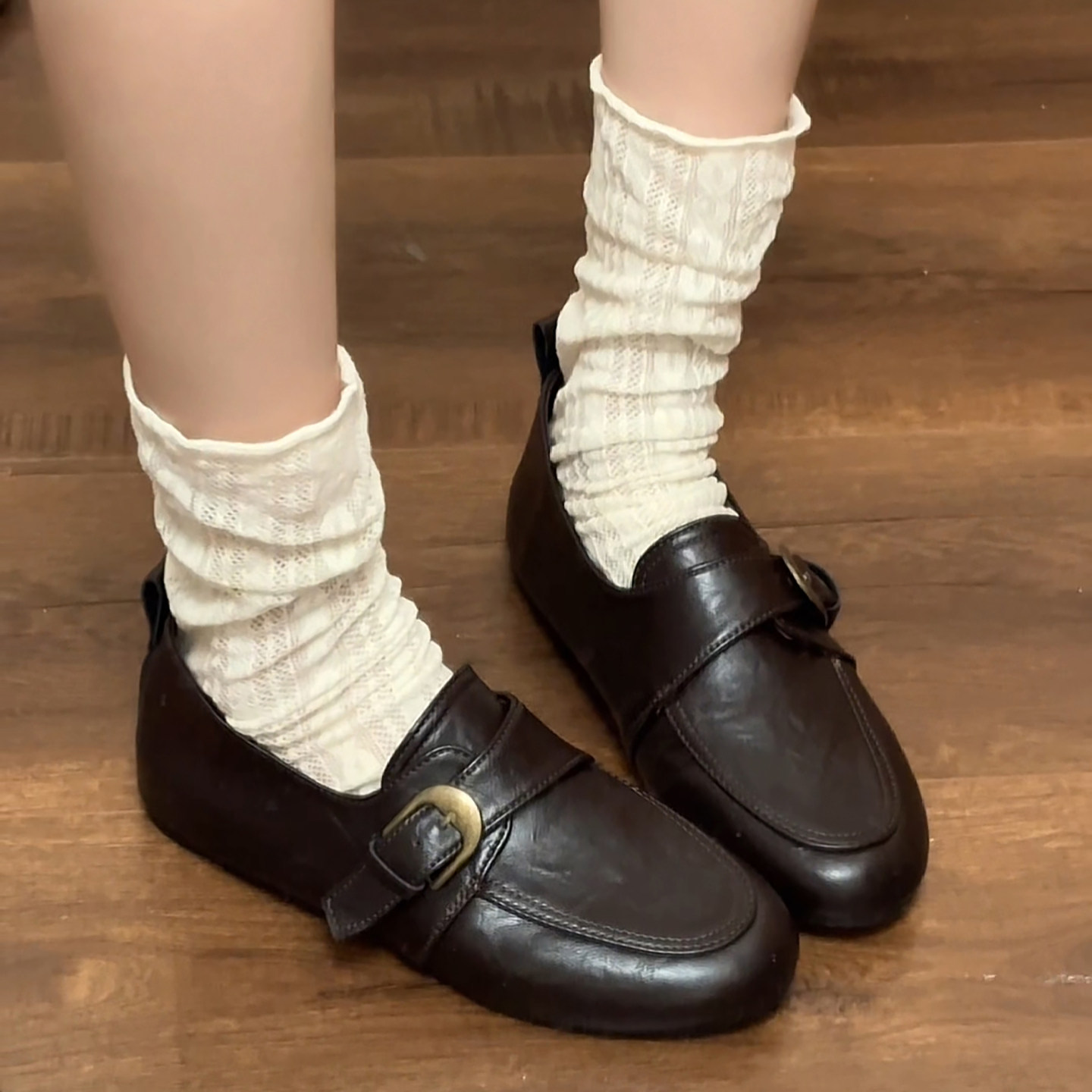 棕色复古厚底小皮鞋女2026新款秋季配裙子英伦风增高百搭乐福单鞋