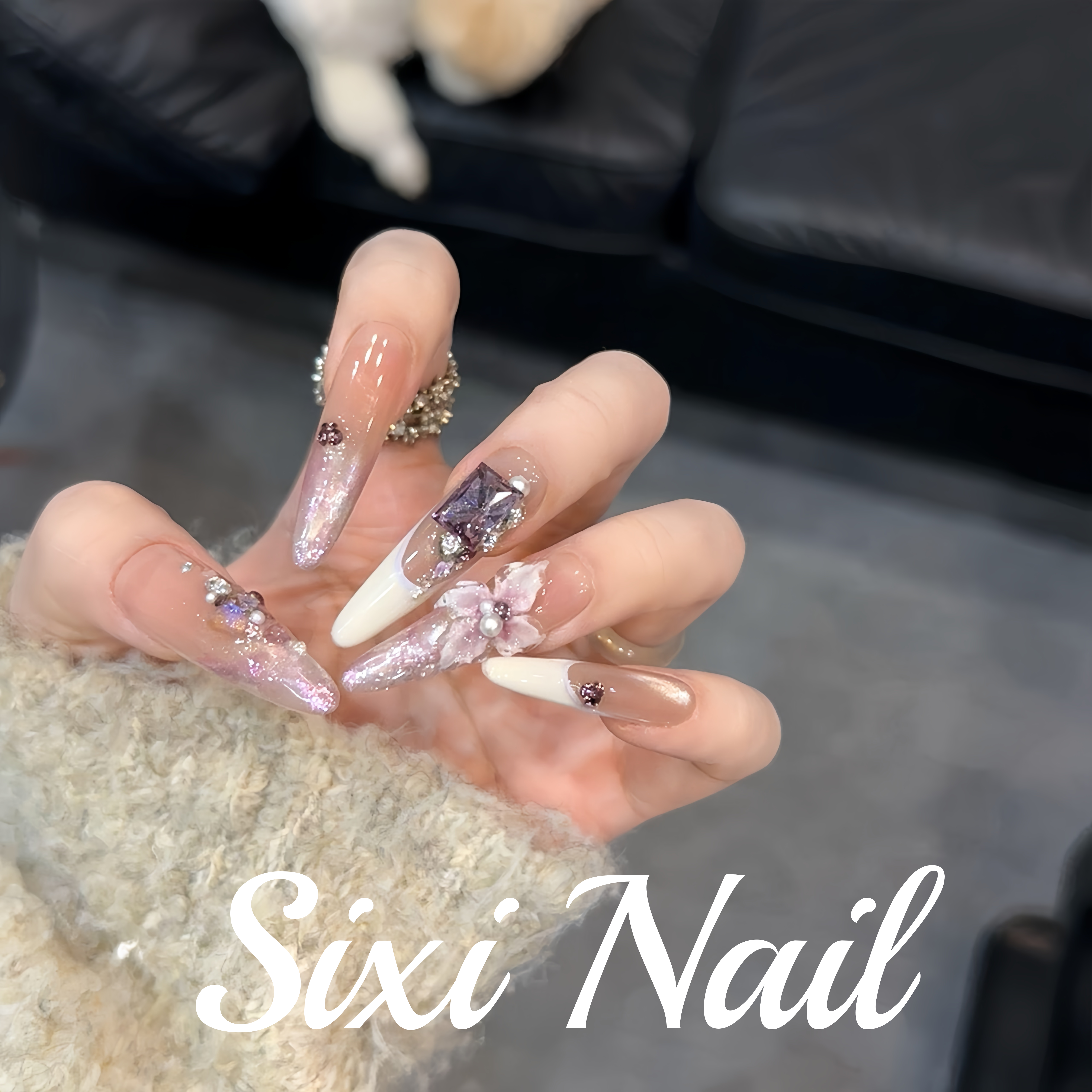 捏花法式ins风纯手工穿戴甲醋酸晕染气质高级感显白美甲指甲贴片,彩妆/香水/美妆工具,穿戴甲/甲片,淘宝优惠券,粉丝福利购,淘宝优惠卷