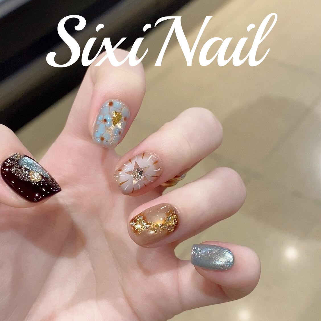 ins风晕染星星猫眼秋冬纯手工穿戴甲高级感指甲美甲贴片假指甲,彩妆/香水/美妆工具,穿戴甲/甲片,淘宝优惠券,粉丝福利购,淘宝优惠卷