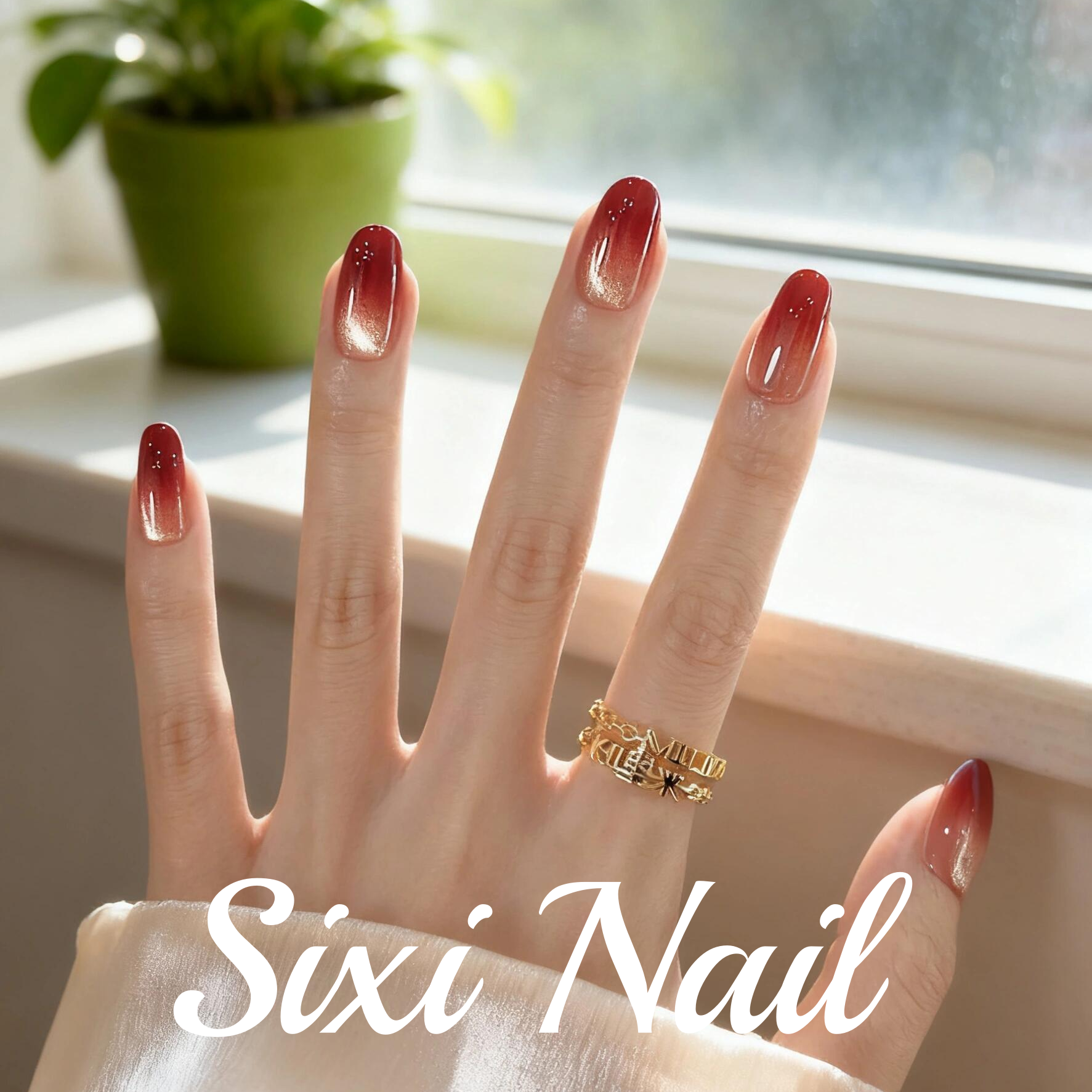 红石榴色新年款ins风纯手工穿戴甲短款美甲贴片假指甲2025新款,彩妆/香水/美妆工具,穿戴甲/甲片,淘宝优惠券,粉丝福利购,淘宝优惠卷