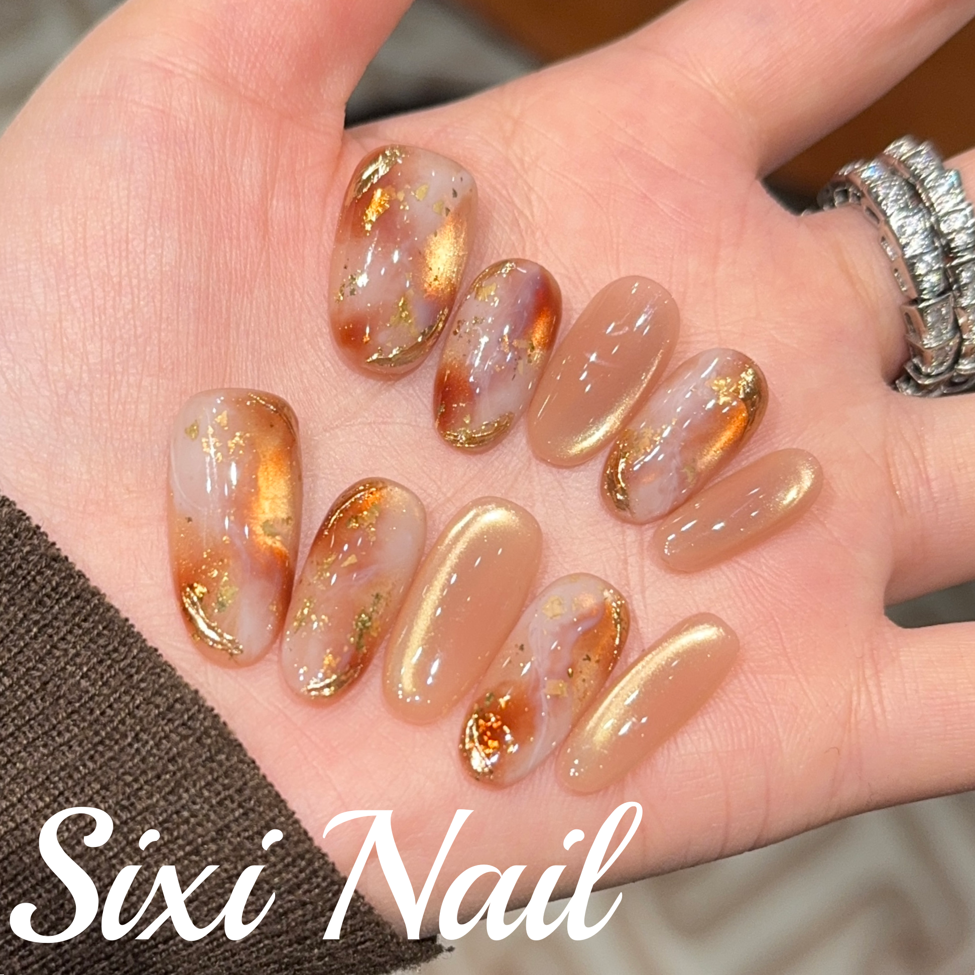 鎏金 琥珀晕染ins风秋冬纯手工穿戴甲高级感显白美甲贴片假指甲,彩妆/香水/美妆工具,穿戴甲/甲片,淘宝优惠券,粉丝福利购,淘宝优惠卷