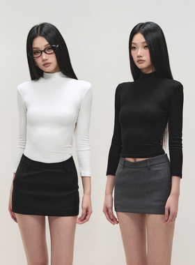 PEMPL 柔软透气亲肤高领修身弹力长袖T恤女针织羊毛打底衫上衣