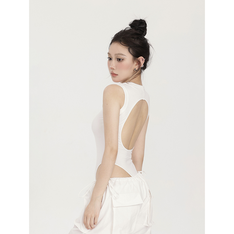 PEMPL 连体衣女夏季新款极简设计打底泳装无袖背心修身显瘦上衣潮