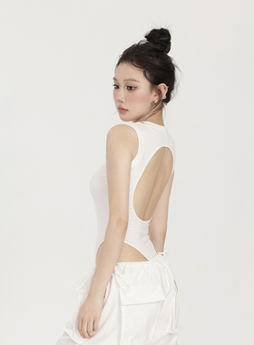 PEMPL 连体衣女夏季新款极简设计打底泳装无袖背心修身显瘦上衣潮