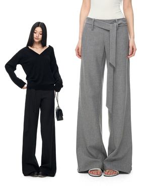 PEMPL·松弛感立体裁片阔腿休闲裤垂感宽松飘带西装裤