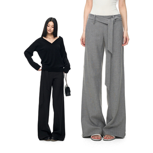 PEMPL·松弛感立体裁片阔腿休闲裤垂感宽松飘带西装裤