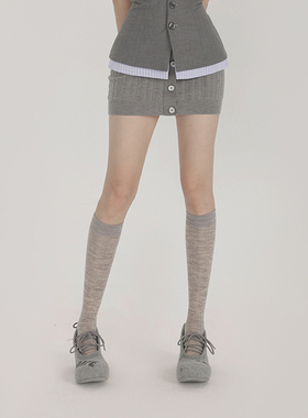 PEMPL 灰色袜子女春季新款肌理感半透小腿袜美腿塑形薄款中筒袜潮