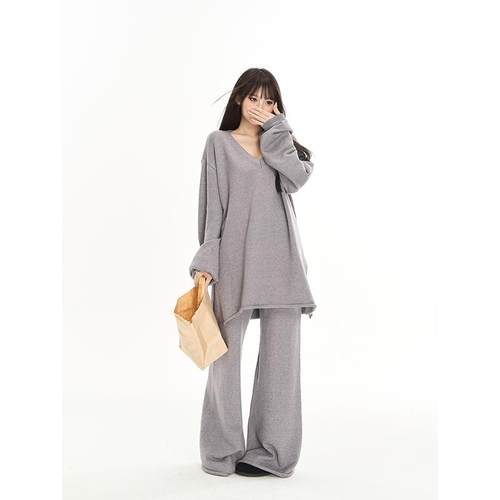 PEMPLV领针织衫上衣休闲裤两件套