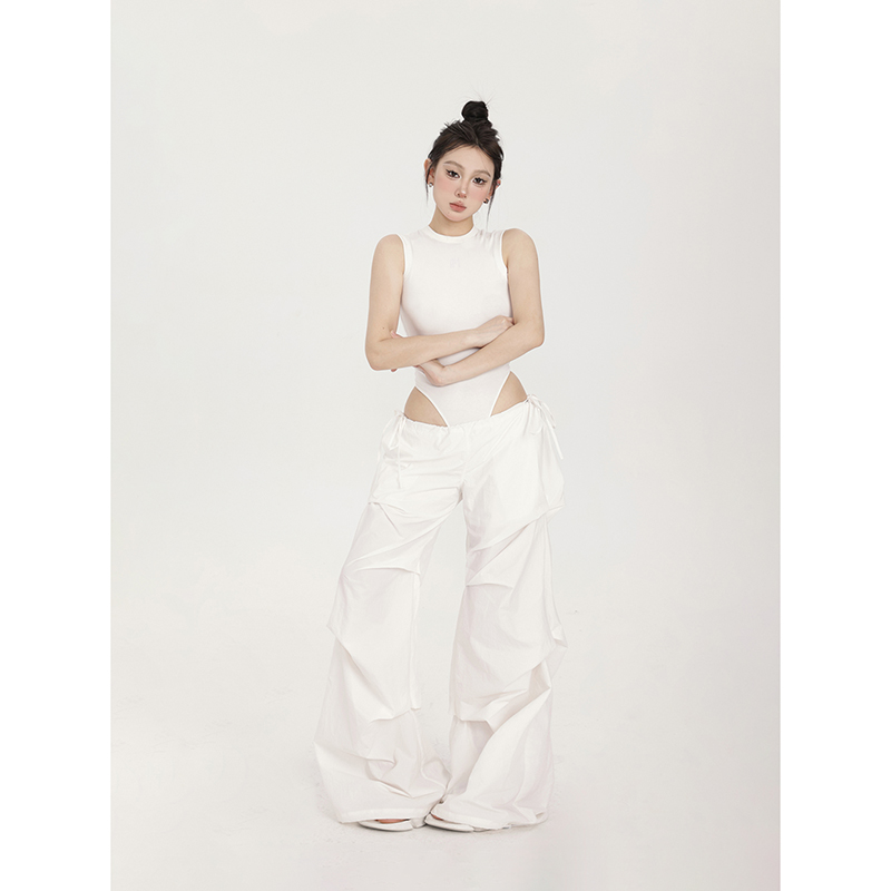 夏季阔腿工装裤长裤纸片感