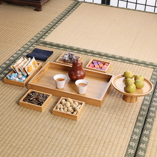 围炉煮茶九宫格可拆分的果盘木质茶盘茶托多功能瓜果分类收纳盒点