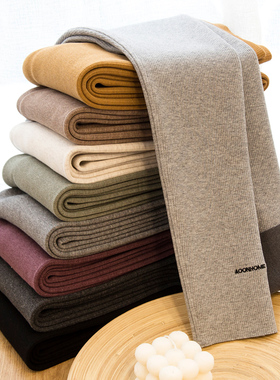 秋冬款纯棉一体加绒超厚细螺纹灰色兔绒保暖打底裤时尚刺绣小脚裤