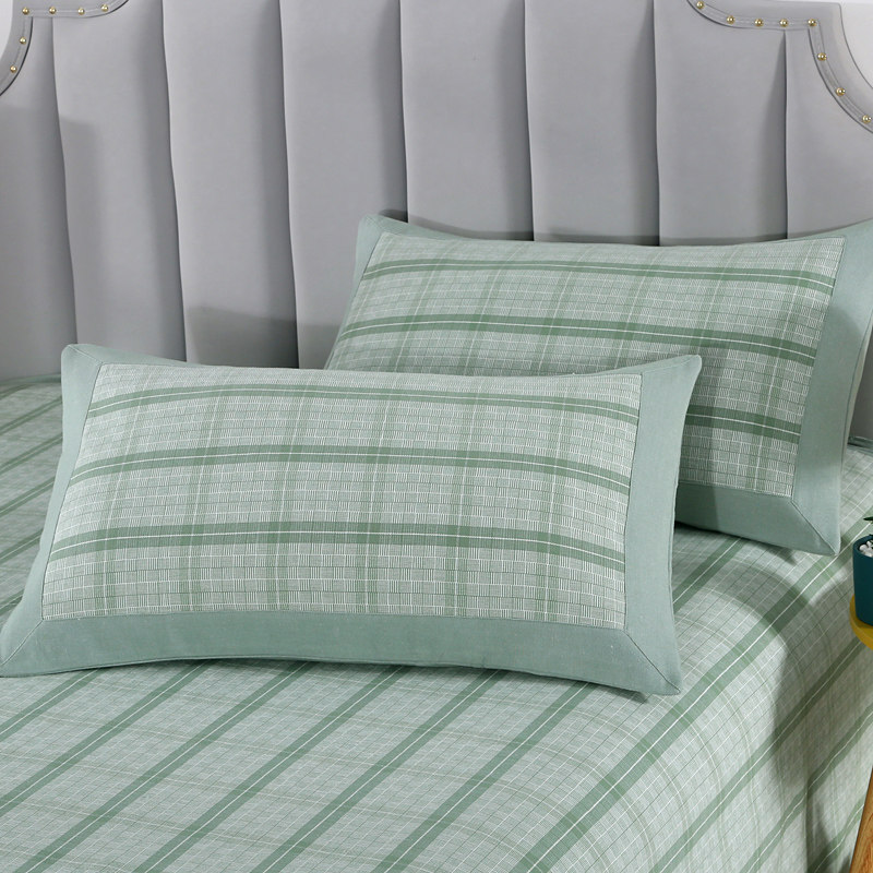 纯棉老粗布枕套一对装全棉加厚单人大包边夏季凉席枕头套48x74cm