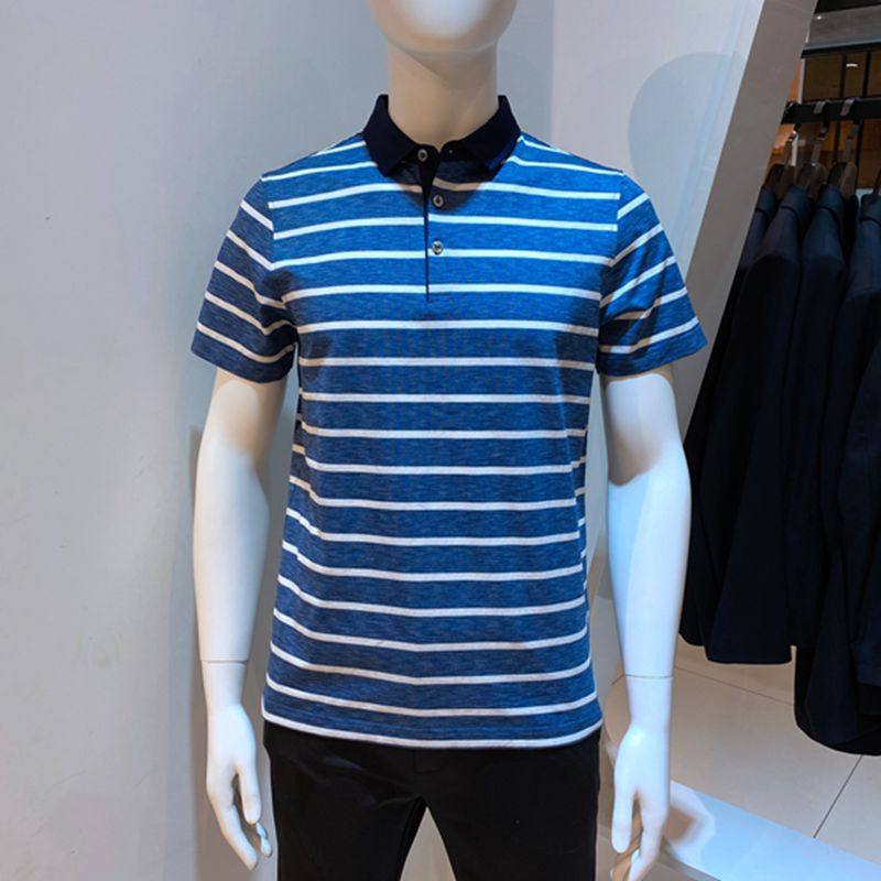 夏季薄款短袖翻领三粒扣男士T恤