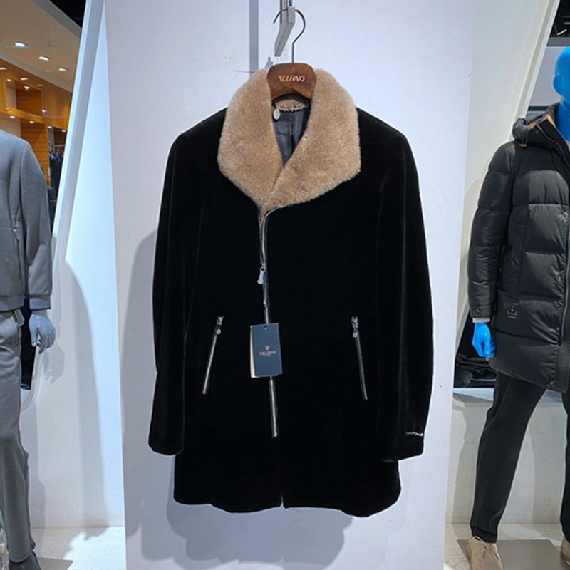 冬装 黑色翻领拉链 貂绒 轻奢 保暖 百搭通勤 中长 男士皮草 裘皮,男装,皮草,淘宝优惠券,粉丝福利购,淘宝优惠卷