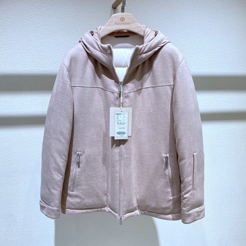 方仕 冬装 浅驼色 连帽拉链 轻柔保暖 百搭通勤 男士羽绒服