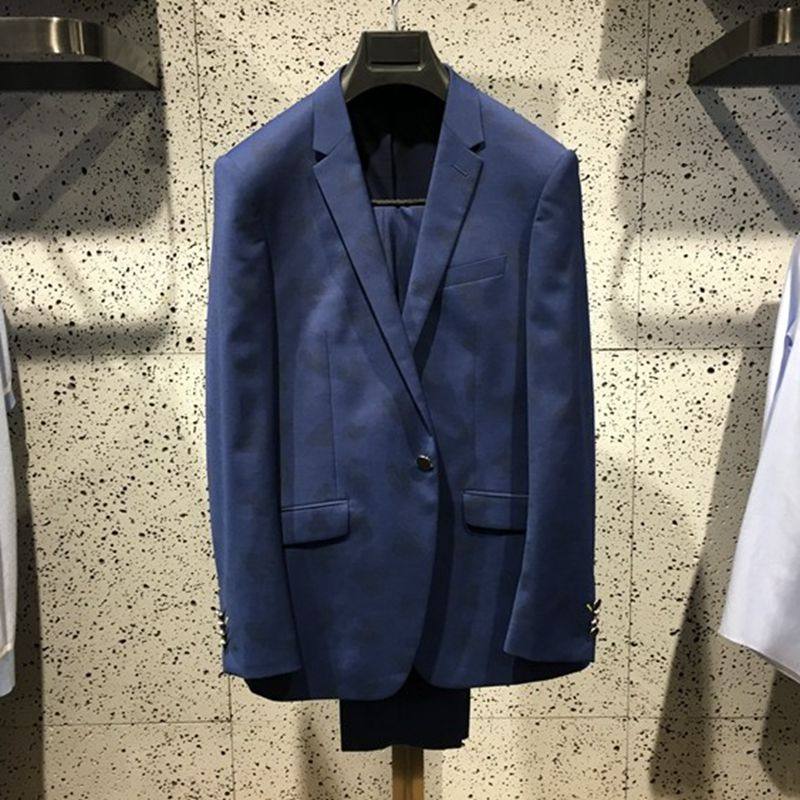 打板样衣 正品 华萨尼/vsarnni 商务休闲 男士套装西服双开叉蓝色