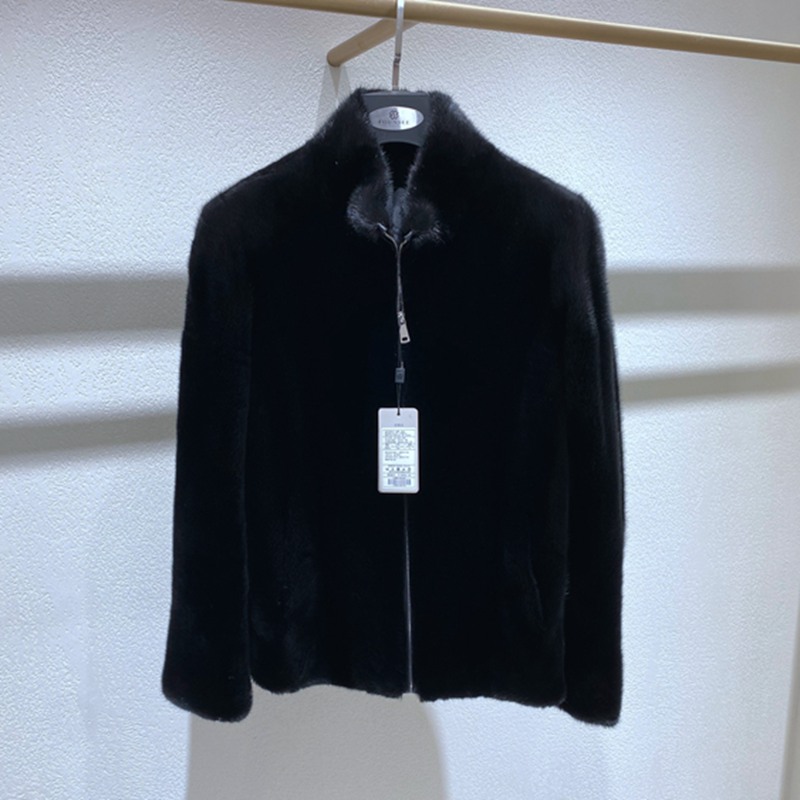 冬装黑色立领水貂男士皮草裘皮