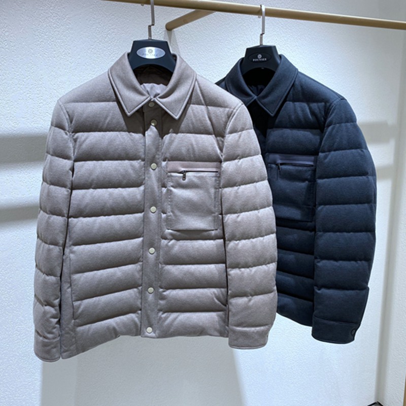 秋冬方仕翻领白鹅绒男士羽绒服