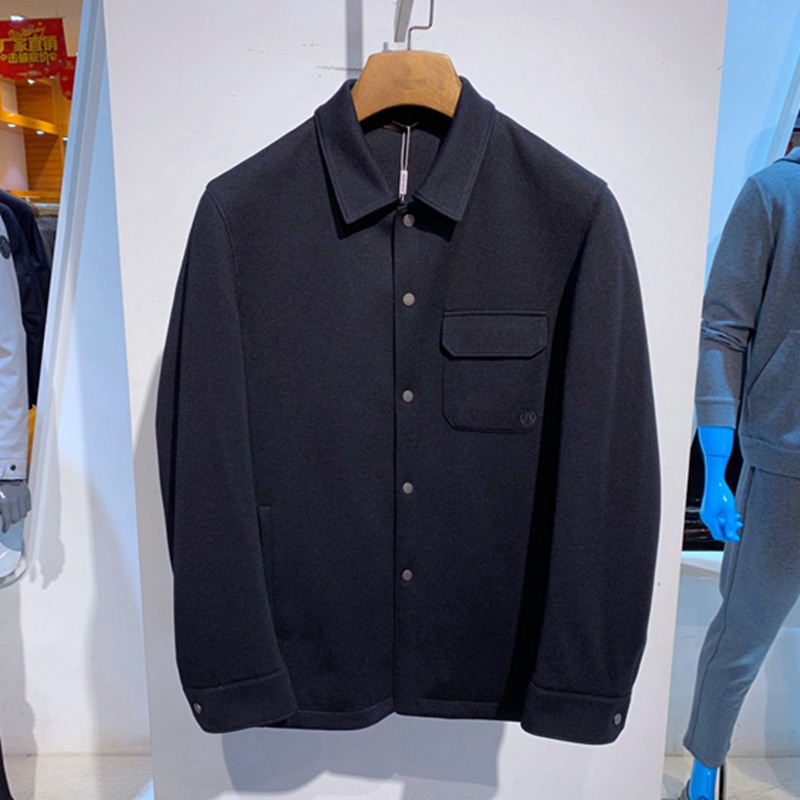 翻领羊毛混纺针织面料男士羽绒服