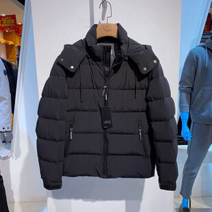 派骆卡蒙 冬装 黑色 立领 拉链 可脱卸帽 白鸭绒 百搭 男士羽绒服