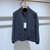 双面尼茄克 男士 方仕秋冬深灰 螺纹棒球领拉链山羊绒保暖百搭通勤