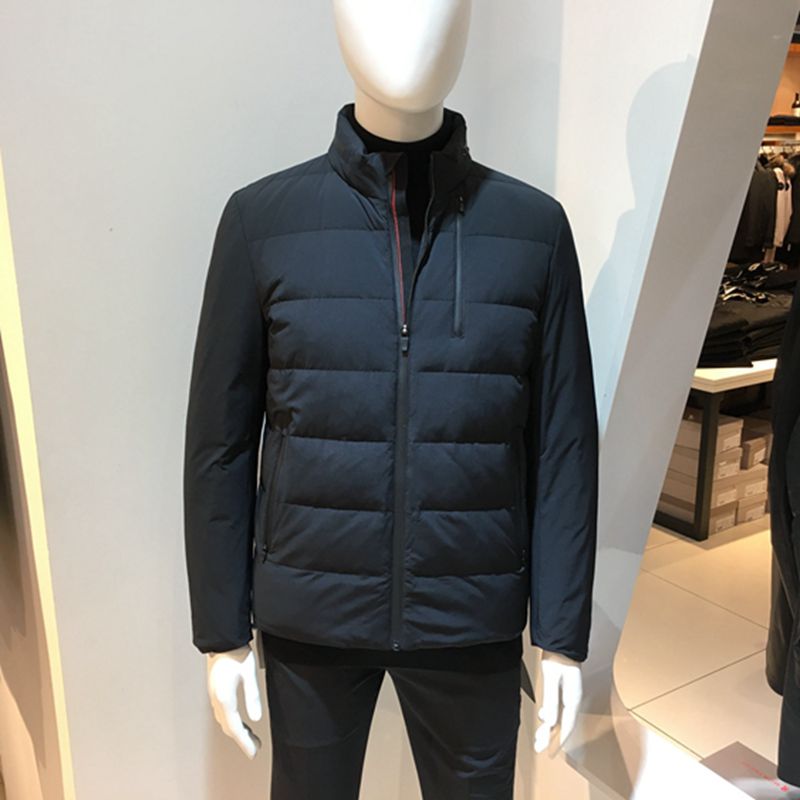 黑色立领通勤百搭修身男士羽绒服