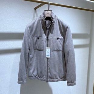 25冬装 深灰驼 立领拉链 绵羊毛混纺 白鹅绒 保暖百搭 男士羽绒服