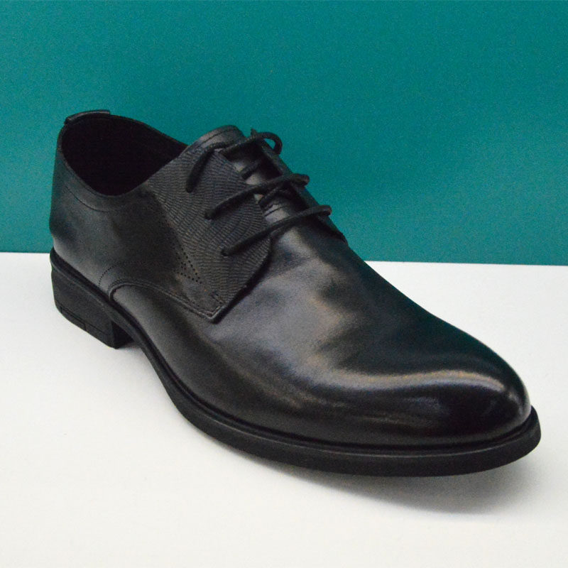 佰纳男鞋2023春季新款商务休闲系带皮鞋男真皮正装软底单皮韩版鞋