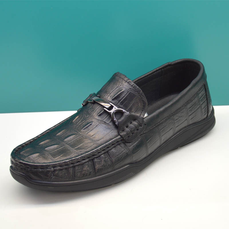 佰纳豆豆鞋男英伦风真皮一脚蹬懒人商务休闲褶皱纹理驾车乐福鞋