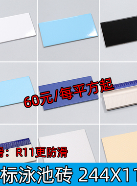尚梅欧标游泳池瓷砖 体育馆游泳馆专用砖244X119蓝色泳池水池防滑